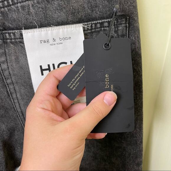 NWT Rag & Bone Maya High Rise Shorty Wide Leg Jeans in Black Opal Size 34 - Picture 12 of 16